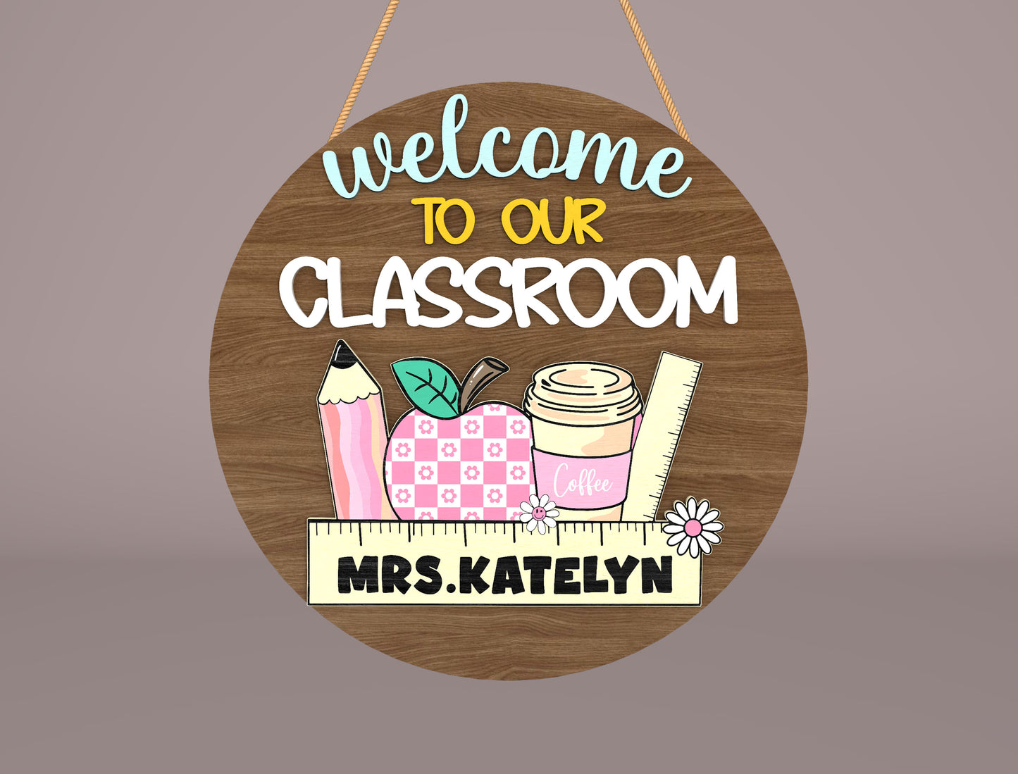 Personalized Retro Doodle Door Sign SVG for Glowforge and LightBurn