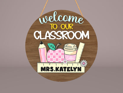 Personalized Retro Doodle Door Sign SVG for Glowforge and LightBurn