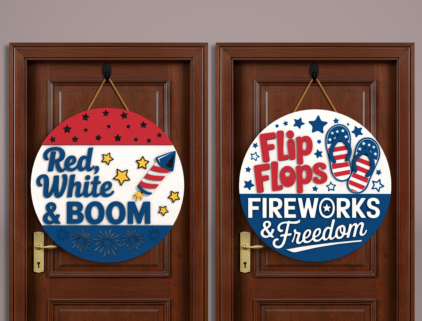 Patriotic Door Hanger SVG Bundle Laser Cut File for Glowforge
