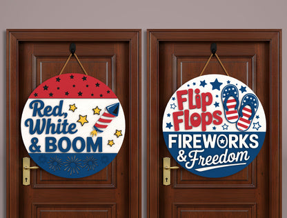 Patriotic Door Hanger SVG Bundle Laser Cut File for Glowforge