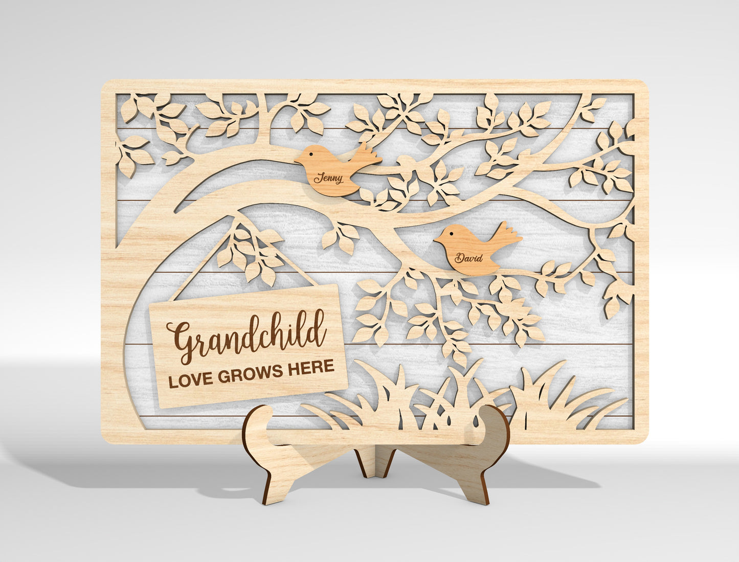 Personalized Bird Family Custom Name Tree Sign SVG for xTool