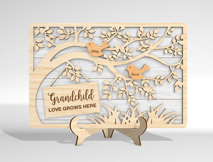 Personalized Bird Family Custom Name Tree Sign SVG for xTool