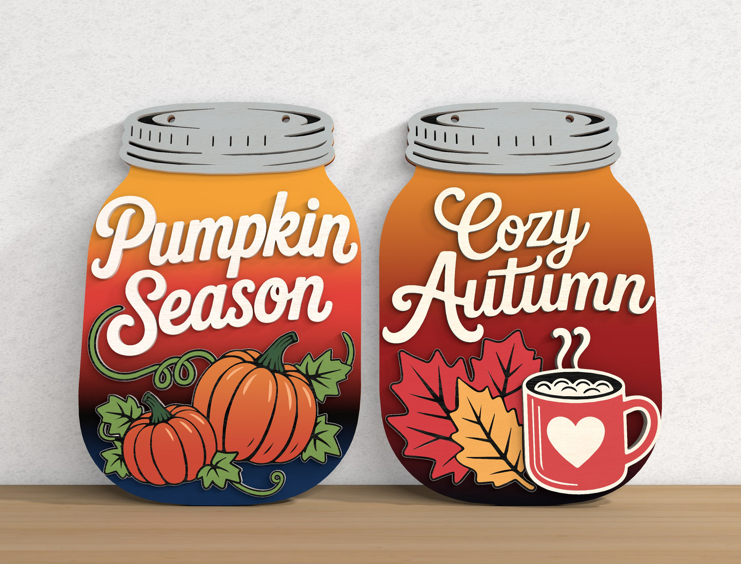 Fall Mason Jar Sign SVG Bundle for Glowforge xTool LightBurn | 12 Designs