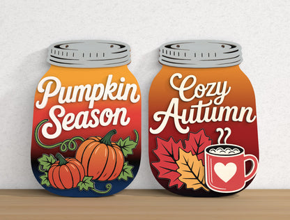 Fall Mason Jar Sign SVG Bundle for Glowforge xTool LightBurn | 12 Designs