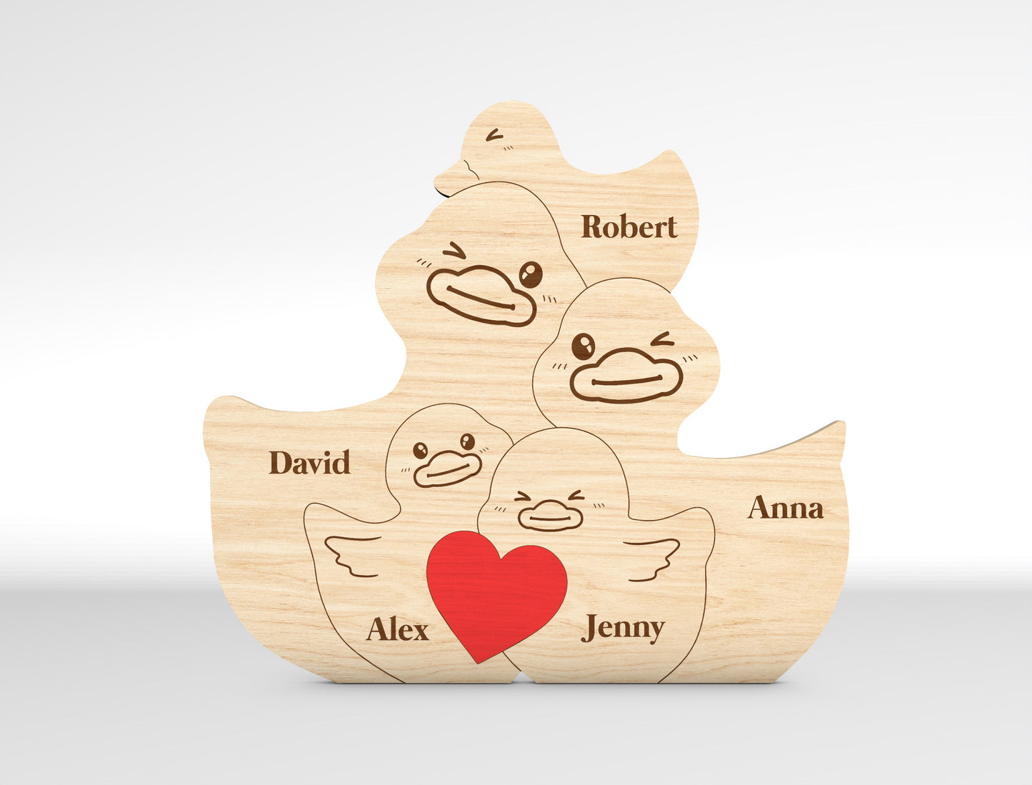 Personalized Family Duck Puzzle SVG for Glowforge and xTool