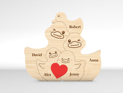 Personalized Family Duck Puzzle SVG for Glowforge and xTool