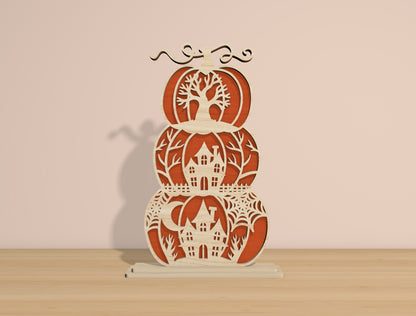 Halloween Pumpkin Stack SVG Bundle Laser Cut File | 6 Jack O Lantern Designs | Layered Wooden Decor | Glowforge, xTool, LightBurn, etc.