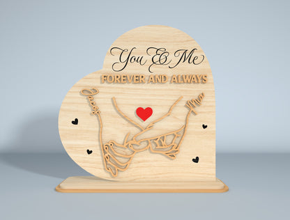 Personalized Holding Hands Heart Laser Cut File Bundle | Romantic Couple Decor | Valentine Wooden Art | Glowforge, xTool, LightBurn, etc.