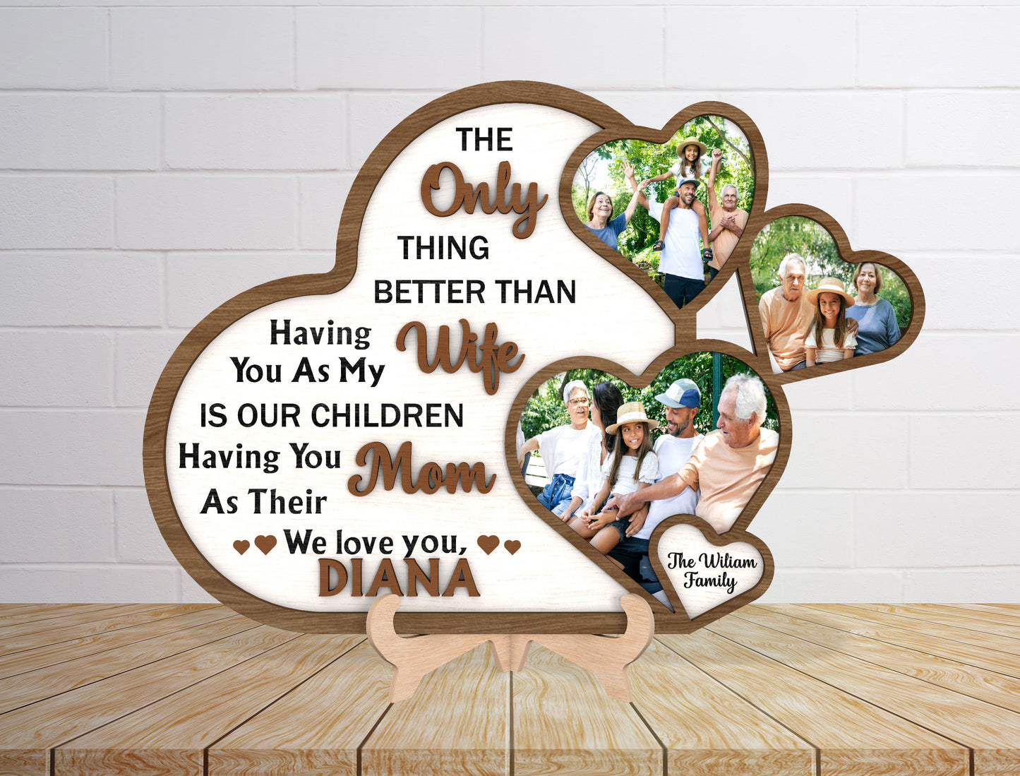 Mom Heart 4 Photo Plaque SVG Wife Quote Sign for LightBurn and xTool