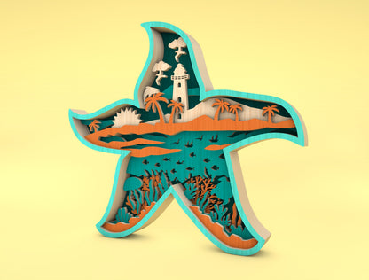 Multilayer Starfish Ocean SVG Laser Cut File for Glowforge and LightBurn