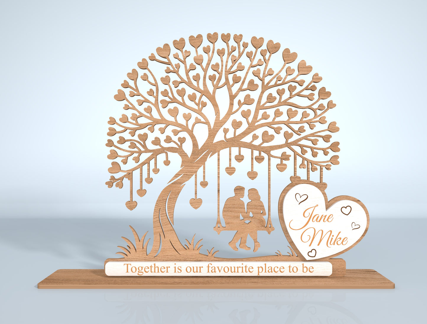 Personalized Couple Tree Swing Laser Cut File Bundle | Romantic Wedding Decor | Wooden Love Art | Glowforge, xTool, LightBurn, etc.