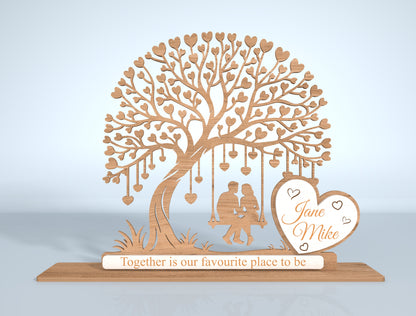 Personalized Couple Tree Swing Laser Cut File Bundle | Romantic Wedding Decor | Wooden Love Art | Glowforge, xTool, LightBurn, etc.