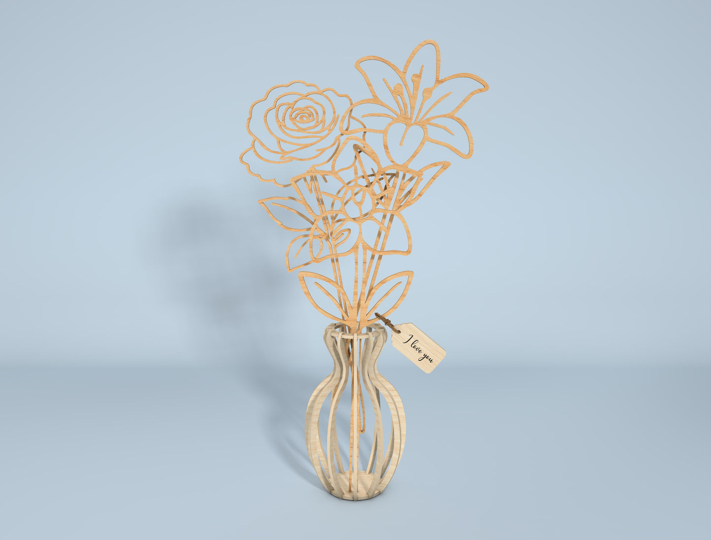 Floral Vase Stand Line Art SVG Bundle for Glowforge and LightBurn