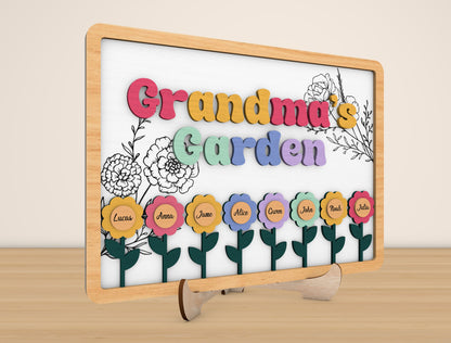 Grandma’s Garden Laser Cut File | Personalized Flower Name Sign | Mother’s Day Wooden Decor | Glowforge, xTool, LightBurn, etc..