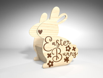 Easter Bunny Basket SVG Wooden Hollow Bunny Candy for LightBurn and xTool