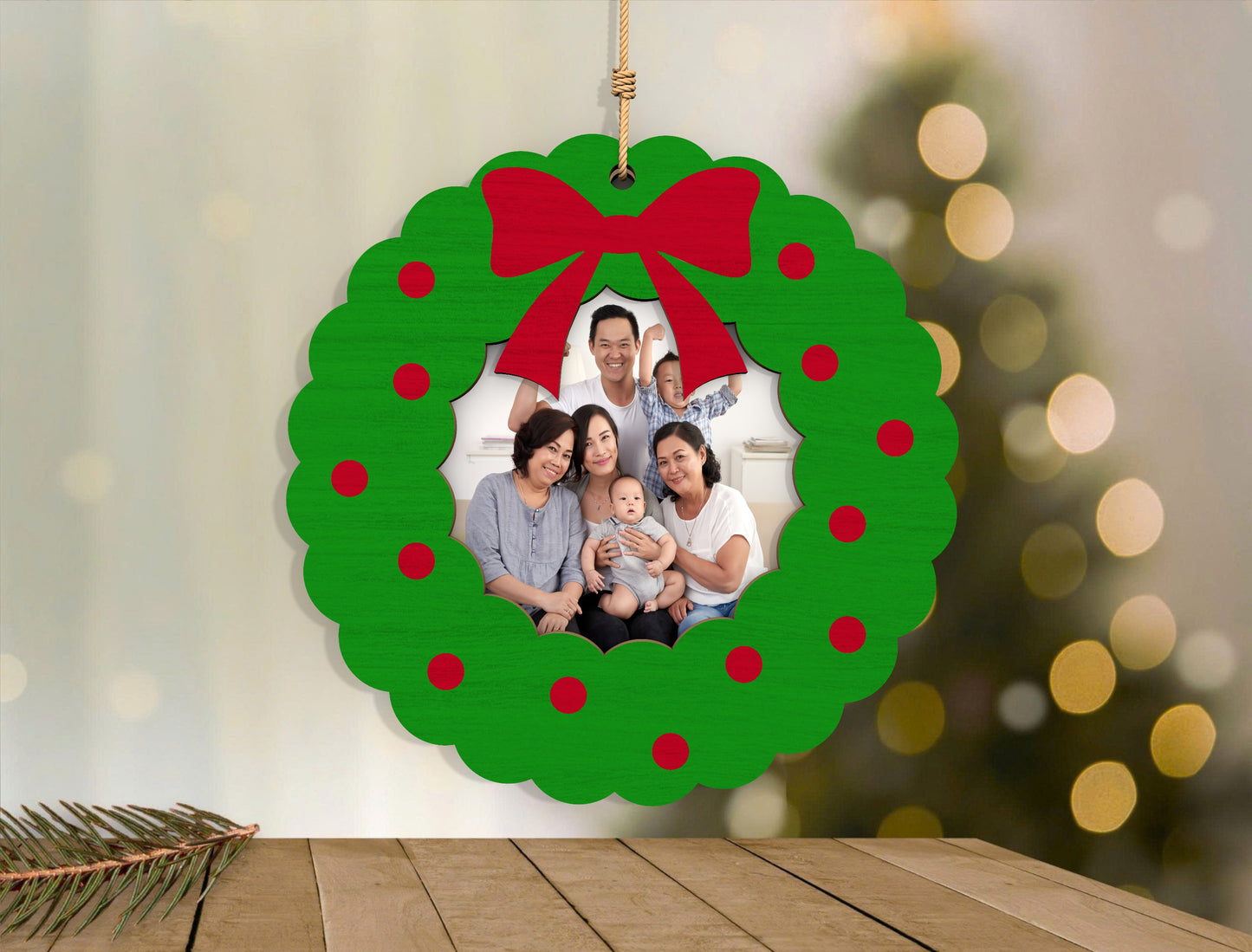 Christmas Photo Frame Ornaments Laser Cut File | Holiday Digital Download | Ready to Cut | Glowforge, xTool, LightBurn, etc.