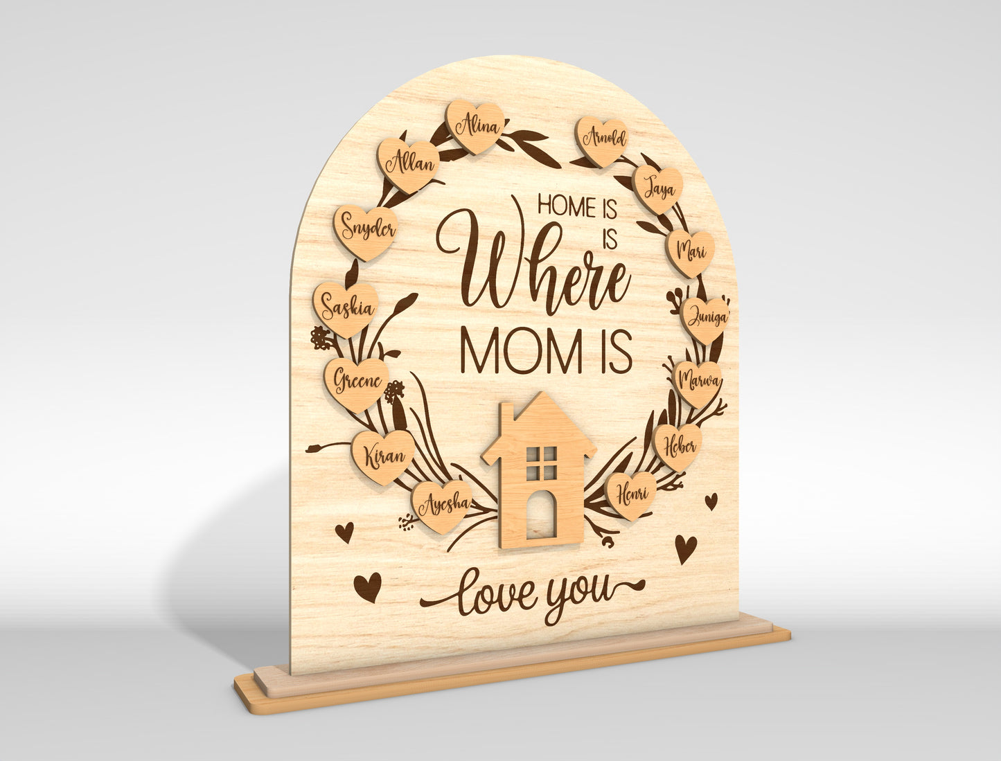 Personalized Mom Sign SVG Home Is Where Mom Is Laser Cut File for xTool and LightBurn