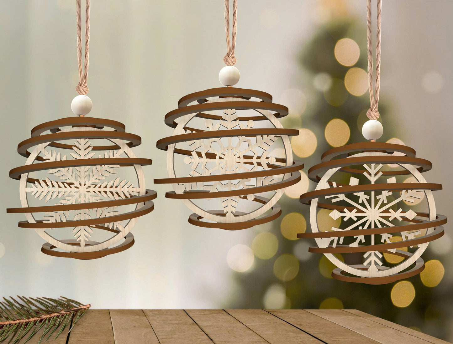 Christmas Snowflake Spiral Ornament Laser Cut File | Ready to Cut | Glowforge, xTool, LightBurn, etc.