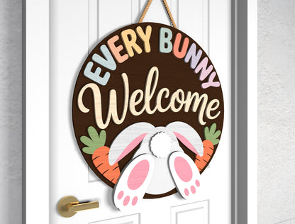 Every Bunny Welcome Easter Door Sign SVG Funny Pun for Glowforge and xTool