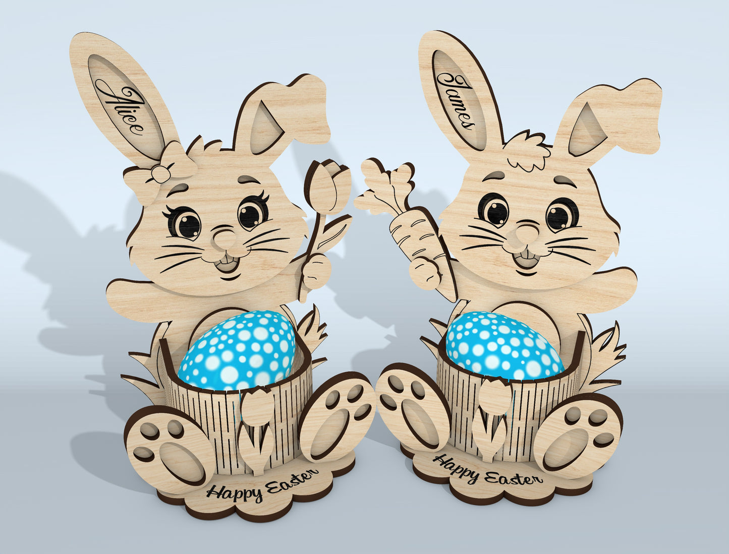 Easter Bunny Egg Holder SVG Bundle 10 Designs for LightBurn and xTool