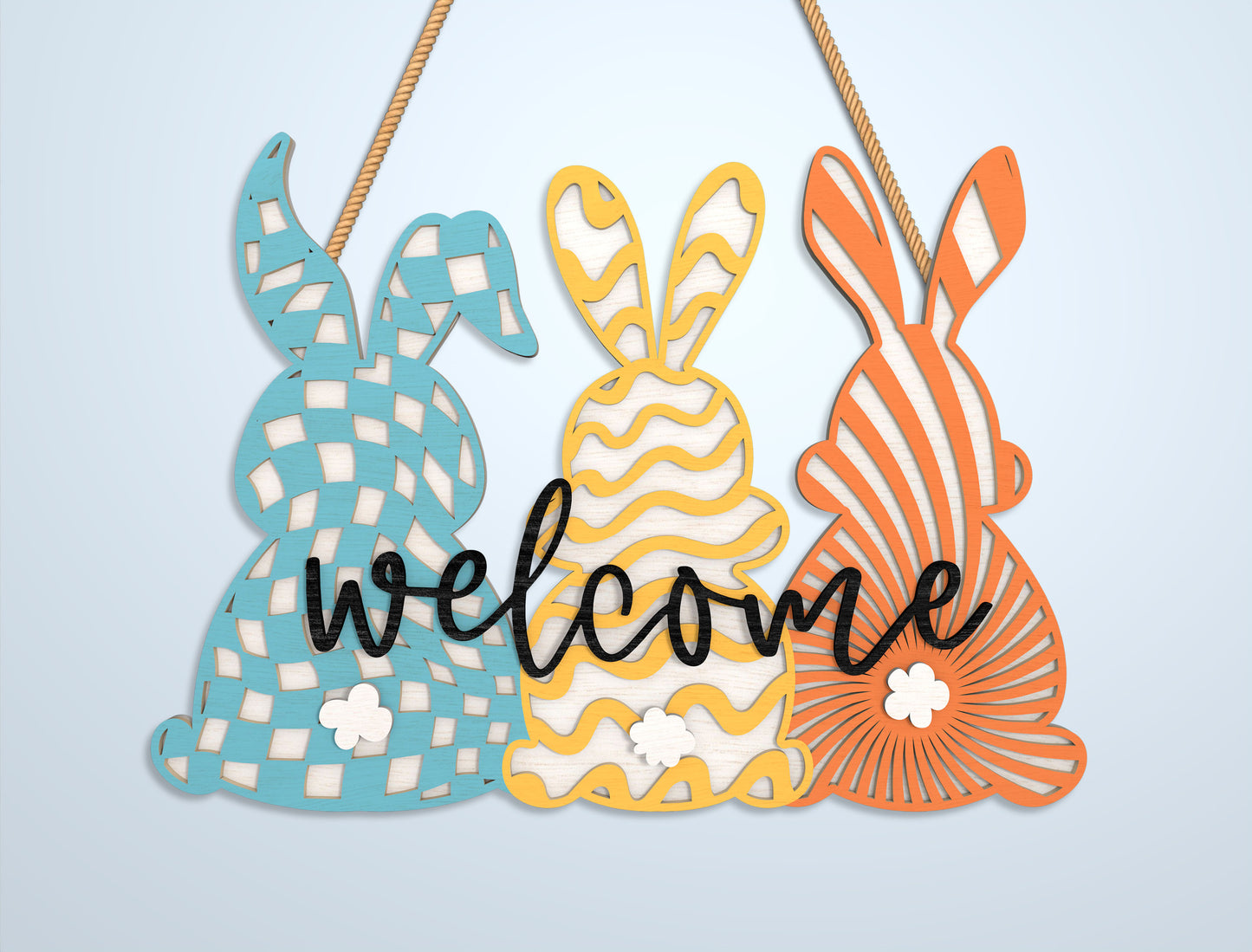 Easter Bunny Welcome Sign SVG Bundle 7 Designs for LightBurn and xTool