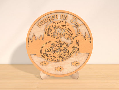 Personalized Father’s Day Fishing Round Sign SVG Laser Cut File for Glowforge and LightBurn