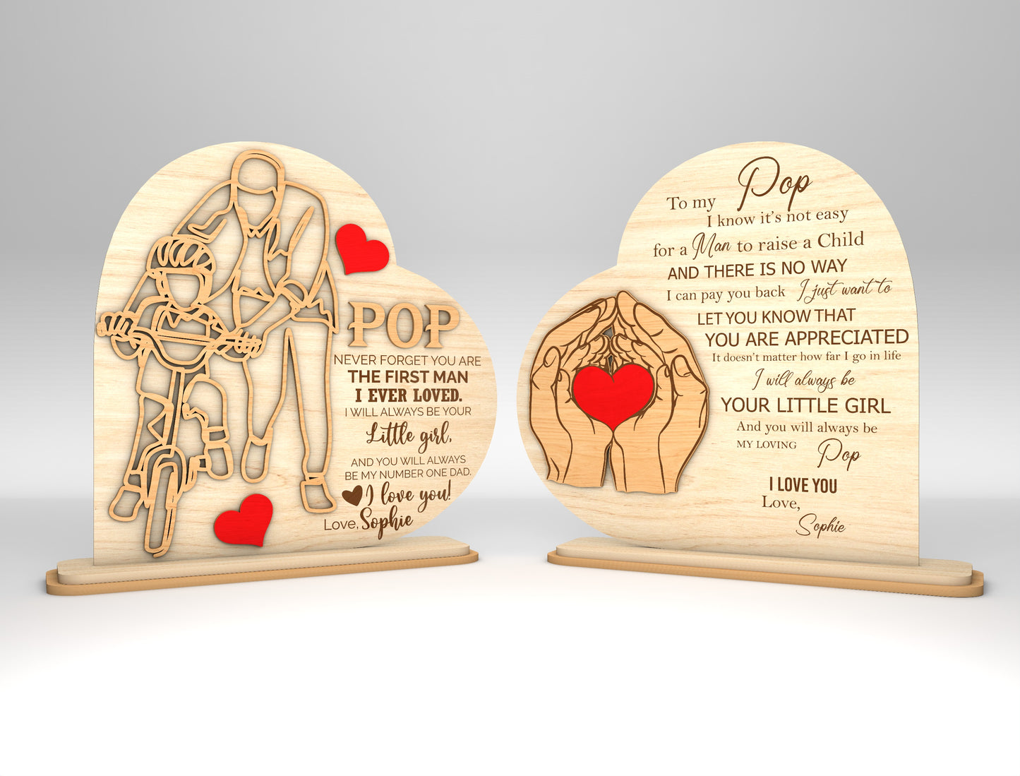 Personalized Dad Line Art Tabletop SVG Laser Cut File for xTool and Glowforge