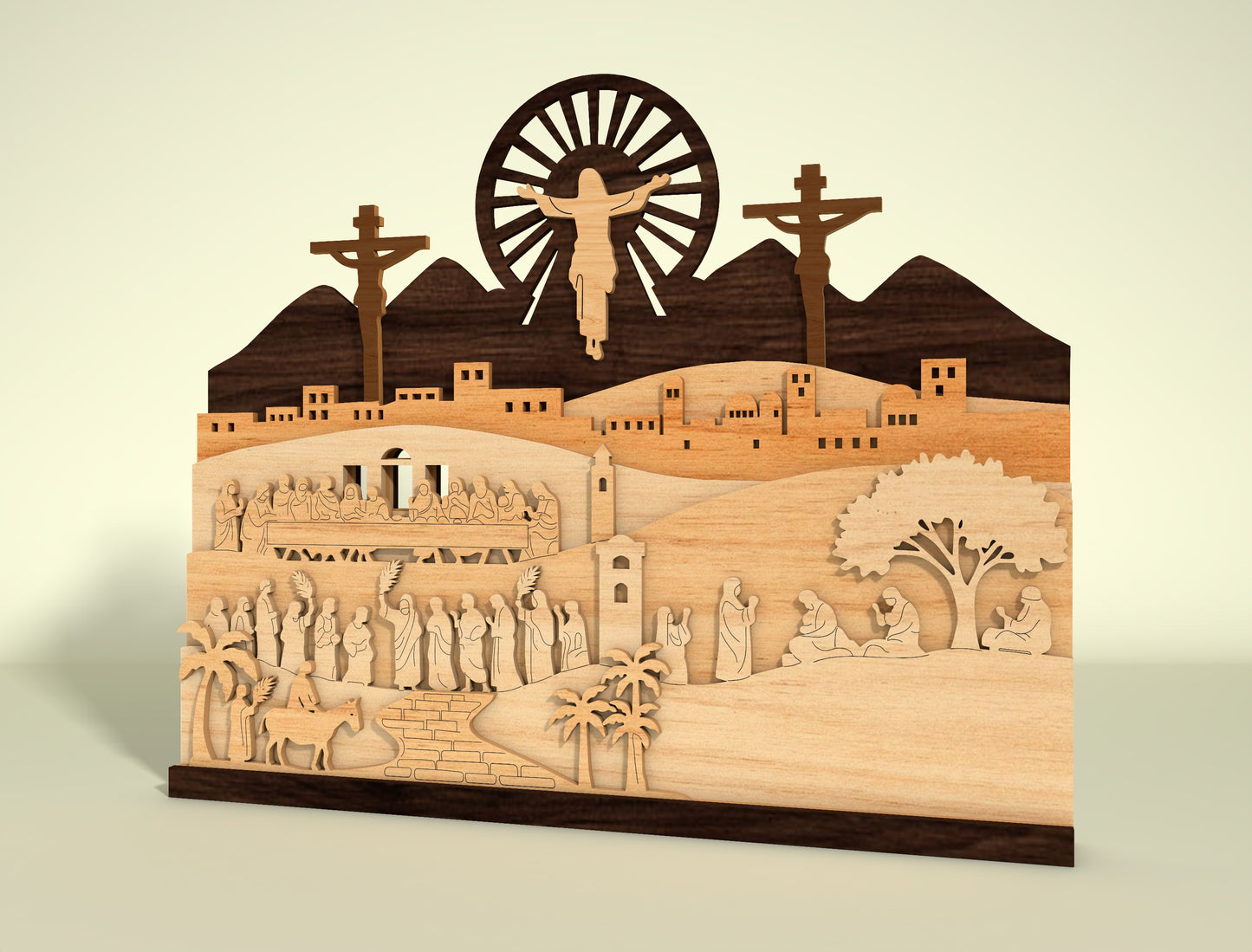 Multilayer Easter Crucifix Scene SVG Jesus for Glowforge and xTool