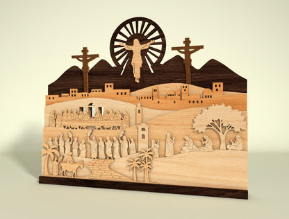Multilayer Easter Crucifix Scene SVG Jesus for Glowforge and xTool