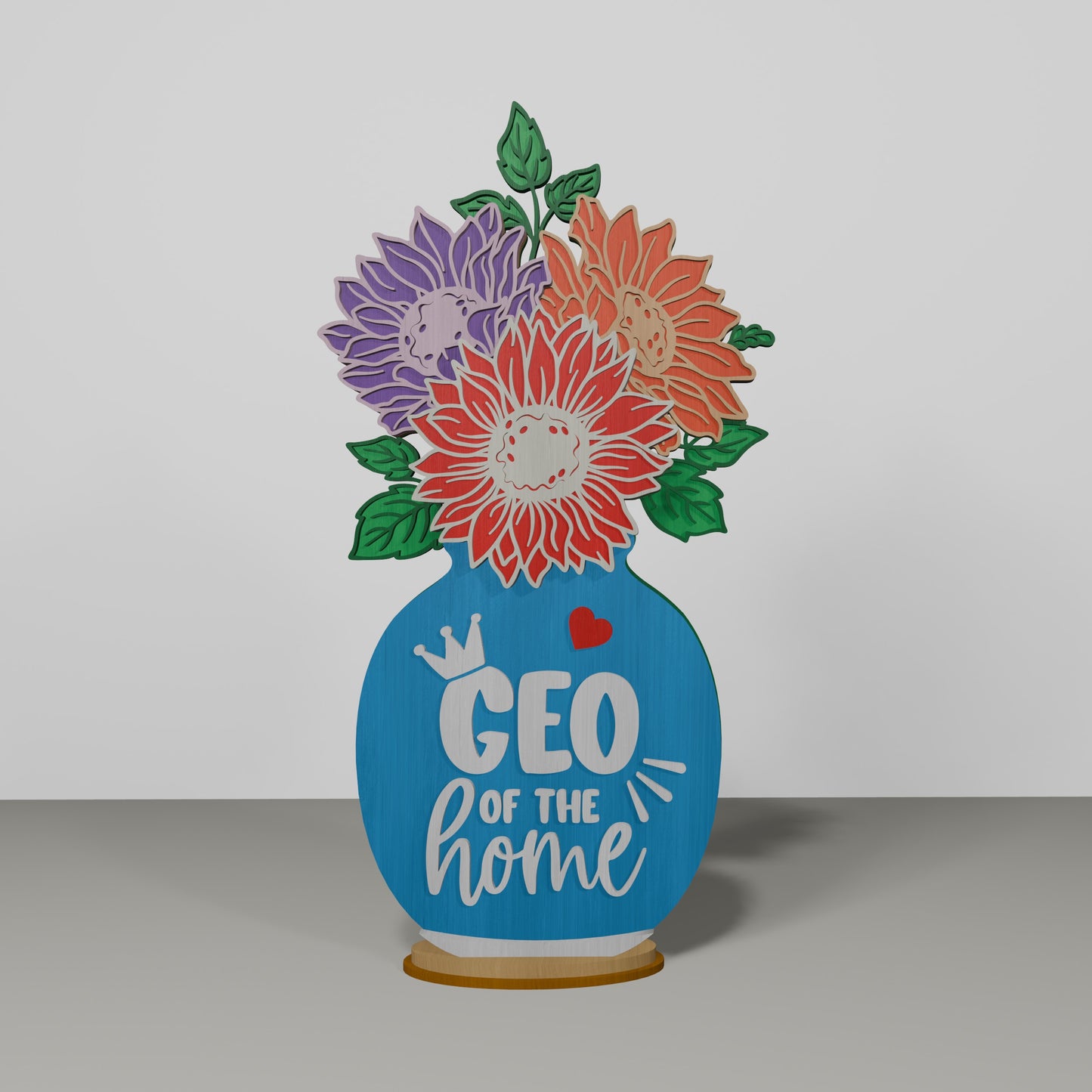 Floral Mom Vase Tabletop Decor SVG Mother's Day for Glowforge