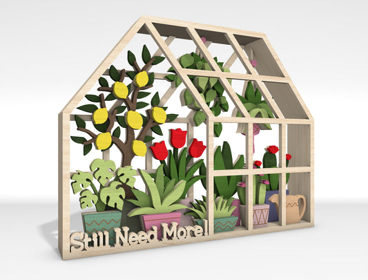 Multilayer Greenhouse Plant SVG Laser Cut File for Glowforge and LightBurn
