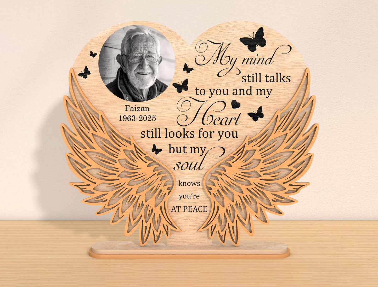 Memorial Wings Photo SVG Laser Cut File for LightBurn
