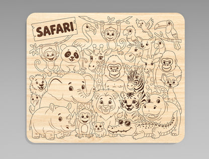 Animal Puzzle Board SVG Bundle for Glowforge xTool LightBurn Kids Educational Puzzle