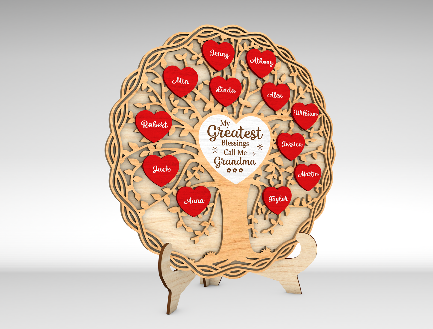 Personalized Mom Tree Heart Sign SVG for Glowforge and xTool