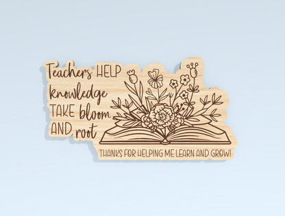 Teacher Floral Book Gift Tag SVG Laser Cut File for Glowforge and xTool
