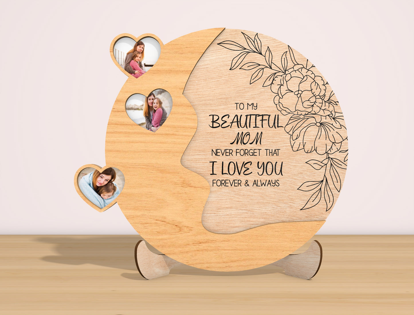 Personalized Mom Photo Frame SVG Mother Silhouette Laser Cut File for Glowforge and xTool