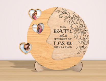 Personalized Mom Photo Frame SVG Mother Silhouette Laser Cut File for Glowforge and xTool