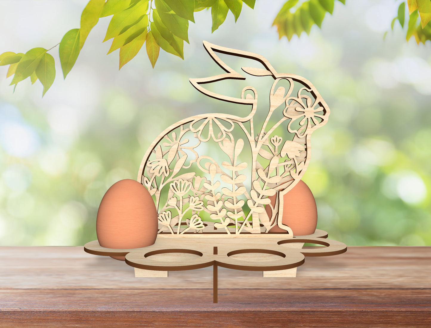 Easter Bunny Egg Holder Stand SVG Floral Rabbit 5 Designs for LightBurn