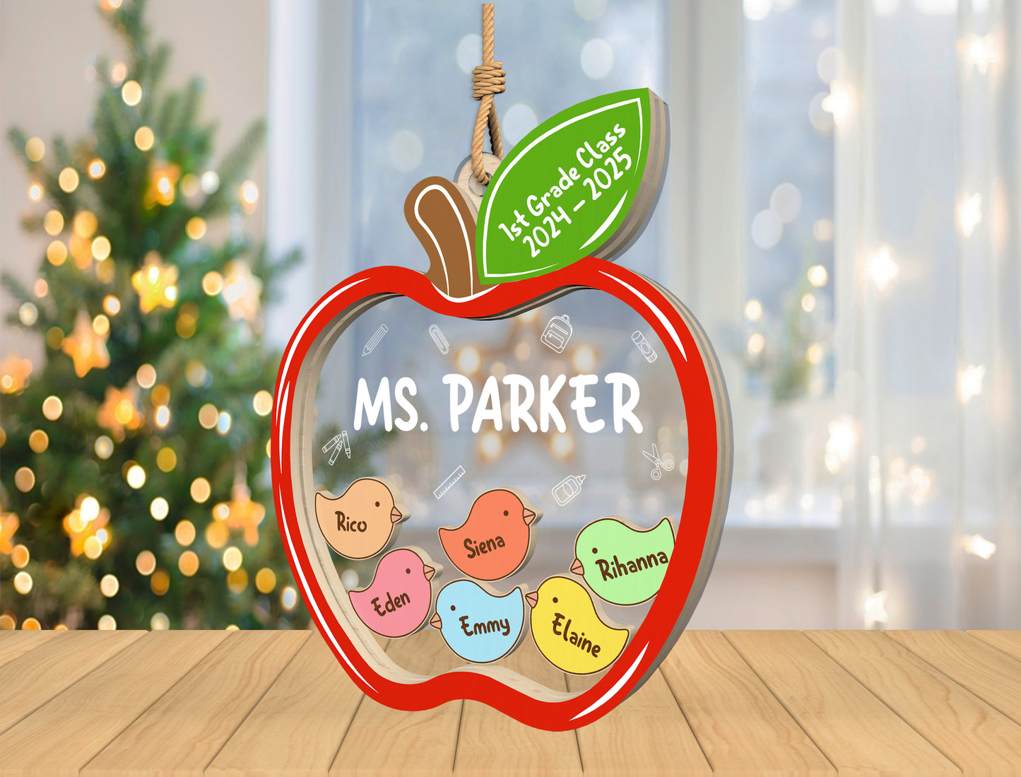 Personalized Teacher Shaker Ornament SVG for Glowforge and LightBurn