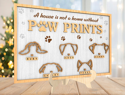 Personalized Dog Memorial Tabletop Sign SVG Custom 1 to 5 Names Laser Cut File for xTool