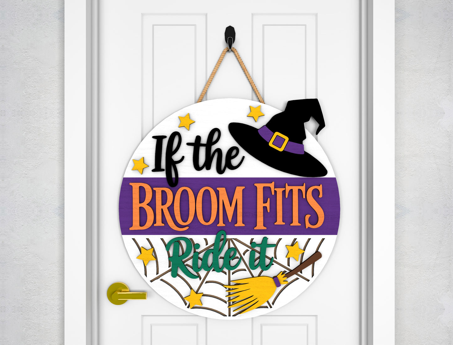 2 Witch Halloween Door Sign SVG Trick or Treat Laser Cut Bundle for xTool
