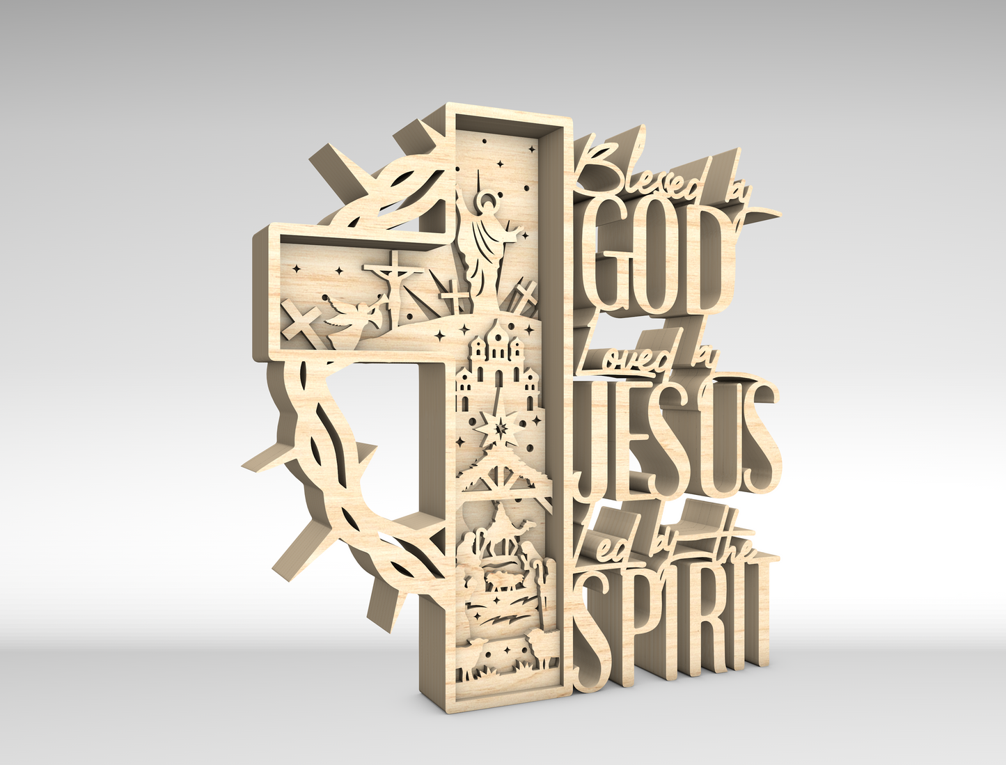 Blessed by God Loved by Jesus Multilayer Sign SVG for LightBurn