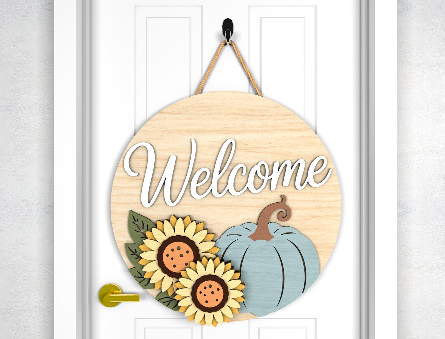 Welcome Sunflower and Love Fall Door Hanger SVG Set for Glowforge xTool LightBurn 2 Designs