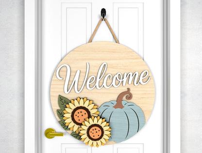 Welcome Sunflower and Love Fall Door Hanger SVG Set for Glowforge xTool LightBurn 2 Designs