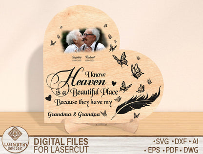 Heart Memorial Photo Plaque SVG Laser Cut File for Glowforge
