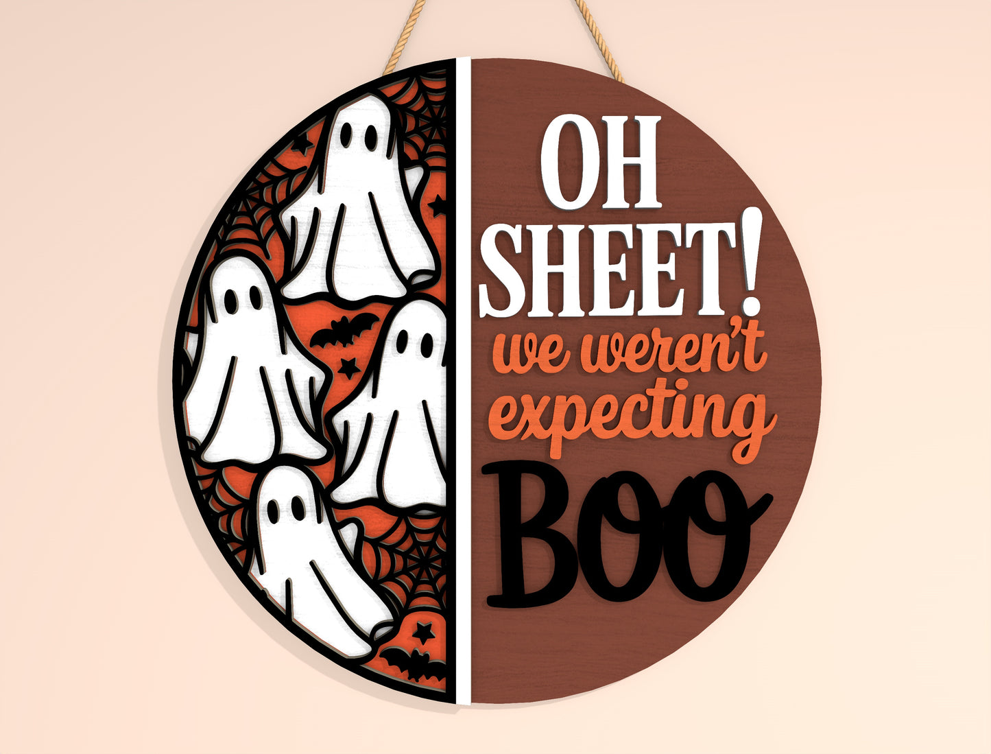 Welcome Foolish Mortals and Oh Sheet Ghost Door Hanger SVG Set for xTool LightBurn