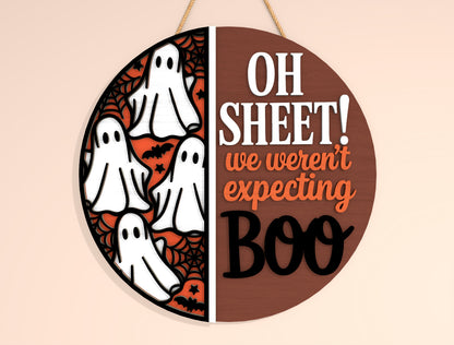 Welcome Foolish Mortals and Oh Sheet Ghost Door Hanger SVG Set for xTool LightBurn