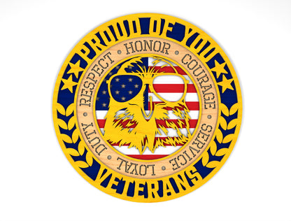 Thank You Veterans Round Sign SVG Laser Cut File for Glowforge