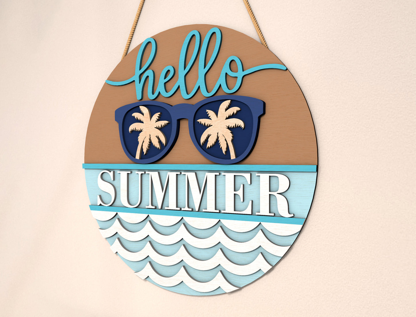 “Hello Summer” Sunglasses Beach SVG Door Sign for Glowforge