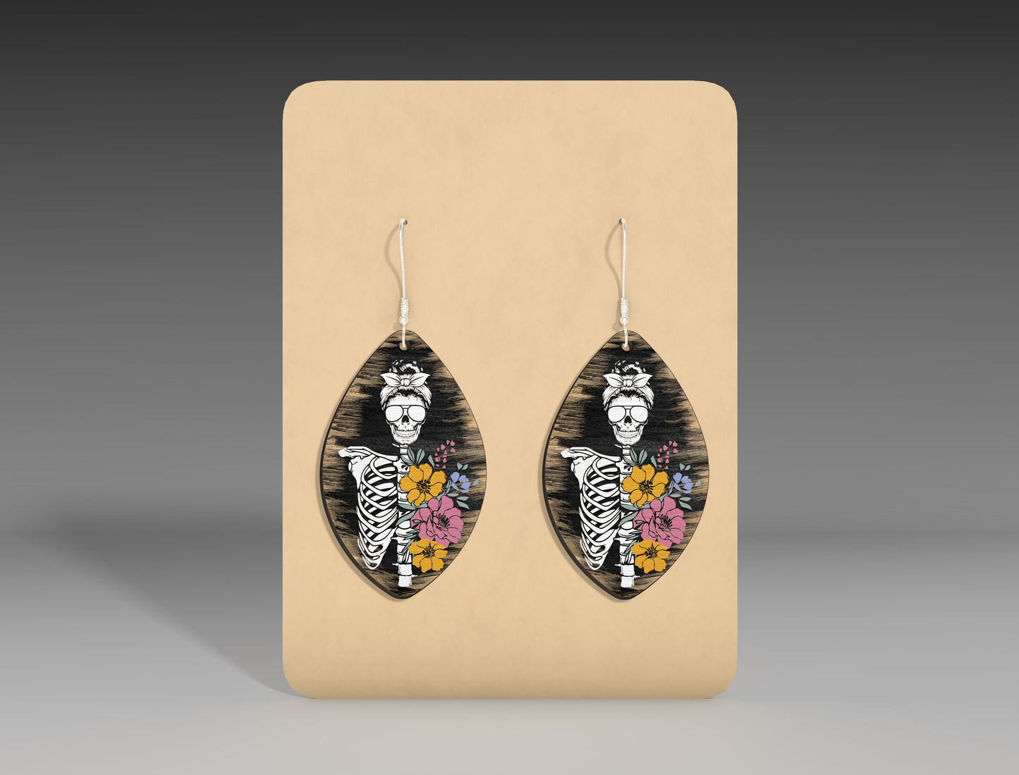 Halloween Floral Skeleton Earrings SVG Bundle 3 Designs for Glowforge LightBurn
